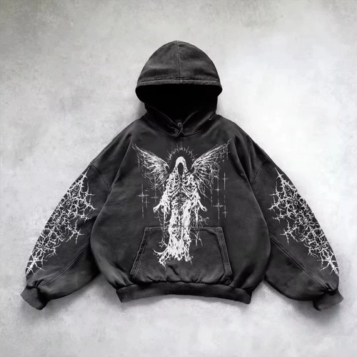 Y2k gothic dark angel hoodie - gothic,