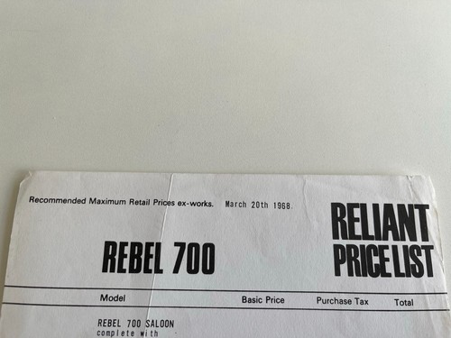 Reliant rebel 700 saloon - reliant,