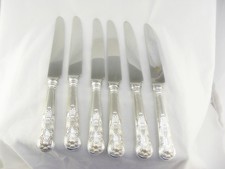 6 Silver Plate Dinner Table Knives Kings Pattern EPNS Viners Vintage Cutlery