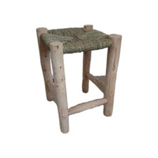 Traditional Handmade Wooden Stool Chair, Dinning Room, Kitchen, Boho, Medium
