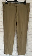 Meyer Oslo Chino Trousers Men’s W40 L34 Beige Elastic Waist Regular Fit Organic