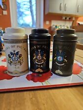 Vintage Jacksons of Piccadilly Tea Canisters X 3 Green Black Cream  10.5cm