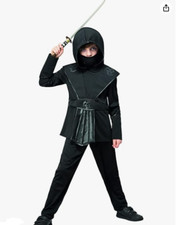 Costume & Party Kids Ninja Costume, Warrior Costume, Halloween, Black, 4-6 Years
