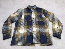 Wax London Overshirt Mens L Check Plaid Brushed Workwear Shacket Grunge Whiting