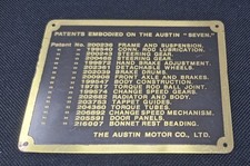 Austin Seven Patent Plate c