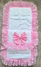Romany Baby Pram/Pushchair Cosytoes Footmuff Pink Frilly Lace Trim Bling Bow