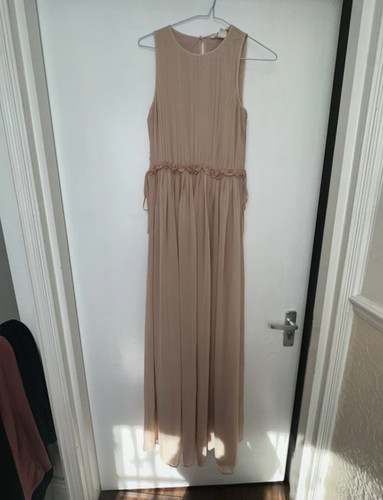Beige pleated maxi dress - h&m,