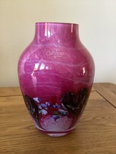Caithness Cadenza Hearts Vase 6” Pink Case Blown Glass, Colin Terris Design