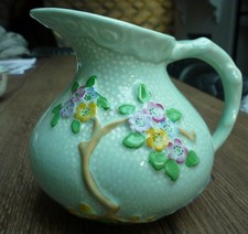 CROWN DEVON RELIEF FLORAL JUG