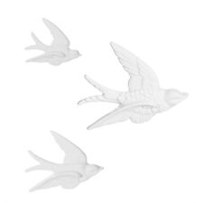 Sass & Belle 3 White Ceramic Flying Swallow Bird Wall Home Art Duck Decoration