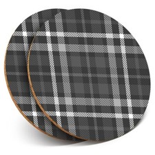 2 x Coasters bw - Scottish Teal Tartan Scotland  #35088