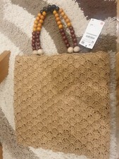BNWT ZARA STRAW BEADED TOTE