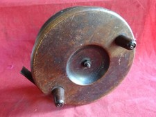 AN EARLY IRON BACK VINTAGE 5" WOODEN NOTTINGHAM CENTREPIN FISHING REEL