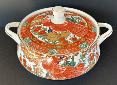 Arita imari red peacock - peacock, round