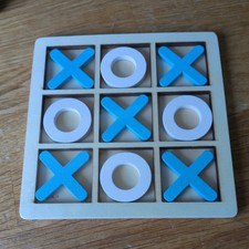 Wooden Tic Tac Toe Game Blue &