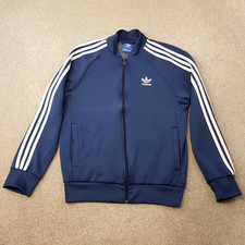 Adidas Mens Track Jacket Small Blue Navy Trefoil Firebird Originals Superstar