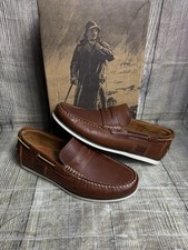 BARBOUR Keel Slip on Loafers Boat Shoes UK 8 Tan Leather BNIB Driver Shoes 8uk