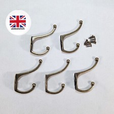 Hooks Vintage Retro Style 5 X SOLID BRASS Victorian Hat Coat Peg Hanging NEW