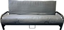 Twin Size Gray Denim Futon Mattress Cover, Bed Slipcovers, Bed Encasement 