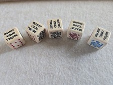 Rare 2/3" Vintage BRANDY VIEJO VERGEL Etched Poker Dice Set Gambling COMPLETE