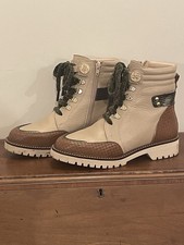 Women's Ankle Boots Cream Leather Tan Gold Trim 38 UK 5