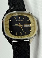 Citizen 21 Jewels Automatic Vintage Watch Black & Gold Dial Day-Date Japan Made