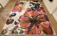 Watercolour Floral Multicolour Rug 245x305 RRP £319 Huge XXL Washable Ruggable