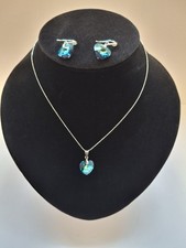 Blue heart necklace and - blue,