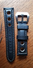 Vintage Rally Racing Style Premium Leather Watch Strap Band Hole Punched 22mm