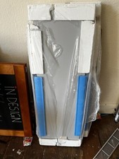 2x Wall Shelves With Light Cut Outs 50mm Thick In Light Concrete Effect Grey