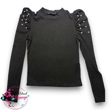 Zara Black Pearl Sleeve Top