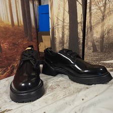 Zara Womens Black Chunky Heel Lace Up Shoes Size 5/38