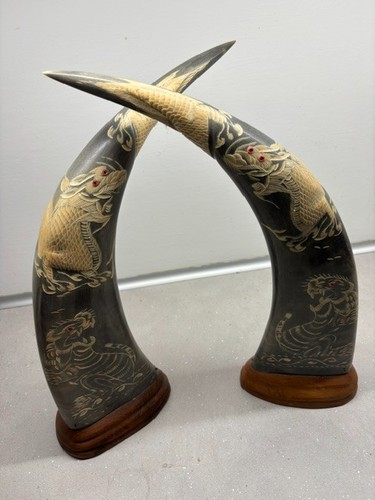 Pair hand carved asian - of,
