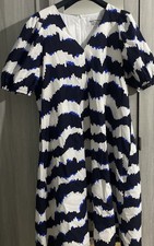 Helene Berman v neck  Gorgeous short puff sleeve dress Size UK14 Blue NEW QVC