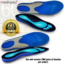 Shoe Insoles 2 Pair Size Arch Support Plantar Fasciitis Insert Gel Orthotic Feet