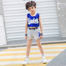 Kids Sequins Modern Hip Hop Clothes UK Fashionable Dance Wear Costume