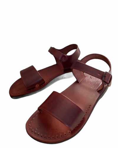 Brown leather roman gladiator - brown,