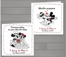 Handmade personalised Minnie & Mickey Wedding Day Card Anniversary Acceptance