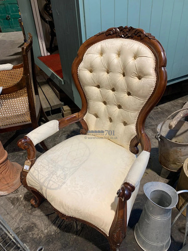 Victorian button back armchair - button-back,