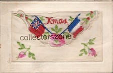 WW1 Silk Postcard Xmas Red