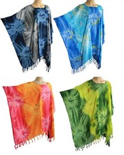 TIE-DYE KAFTAN/PONCHO tunic top beach wear, one size, fits large plus size new