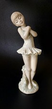 NAO Lladro BALLERINA Girl With Blue Ribbon Shoe BALLET DANCER Standing FIGURINE