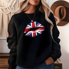 Union Jack Lip Sweatshirt United Kingdom England Flag Holiday Gift Unisex Jumper