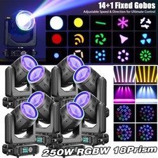 8X 250W LED Moving Head Stage Light Rainbow Effect Gobo Beam DMX DJ Disco Party