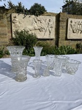 9 Mixed Cut Glass Vases for