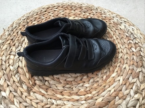 Boys black leather school - black,