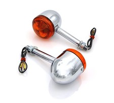 Bike It Motorcycle Long Stem Bullet Indicators With Chrome Body And Amber Lens