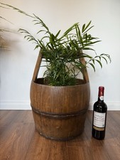 Antique Chinese Wooden Metal Bound Well Bucket Planter or Log Basket A1 Conditn