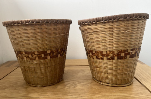 Vintage 14cm high wicker - 2x,