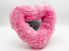 PINK FAUX FUR HEART SHAPED VANITY TABLE MIRROR RETRO KITSCH DECOR